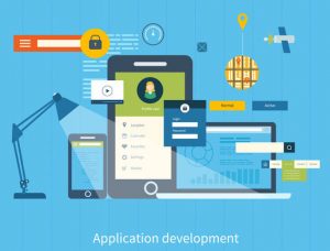 Modern flat design application development concept  for e-business, web sites, mobile applications, banners, corporate brochures. Vector illustration
